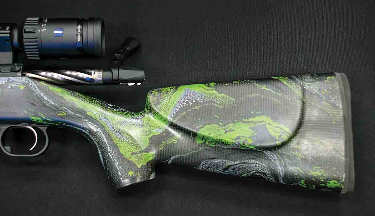 The stock on the rifle proved to be comfortable and offered a positive cheek weld that could be maintained under recoil to self-spot hits or misses.